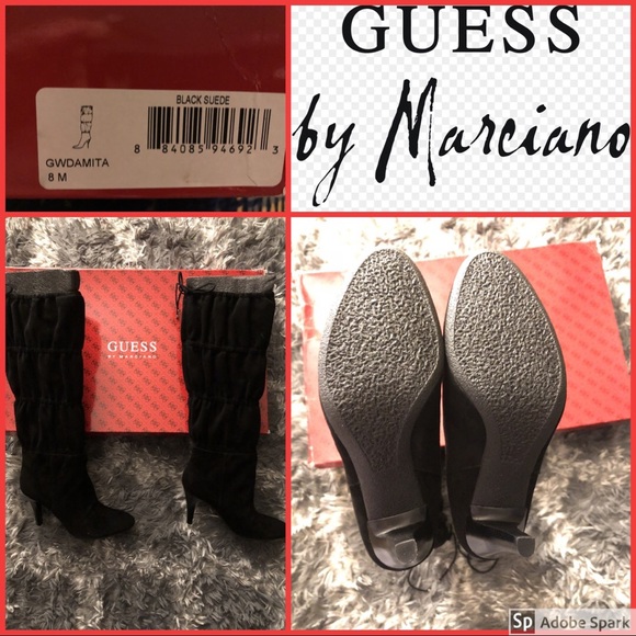 Guess by Marciano TALL KNEE Boots Black Suede 8 8M - Picture 2 of 8